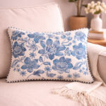 Fast Wear Blue Floral Embroidered Cushion Cover