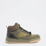 Fast Wear Olive Peforated High-Top Sneakers