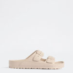 Fast Wear Beige Dual-Strap Slip-On Sandals