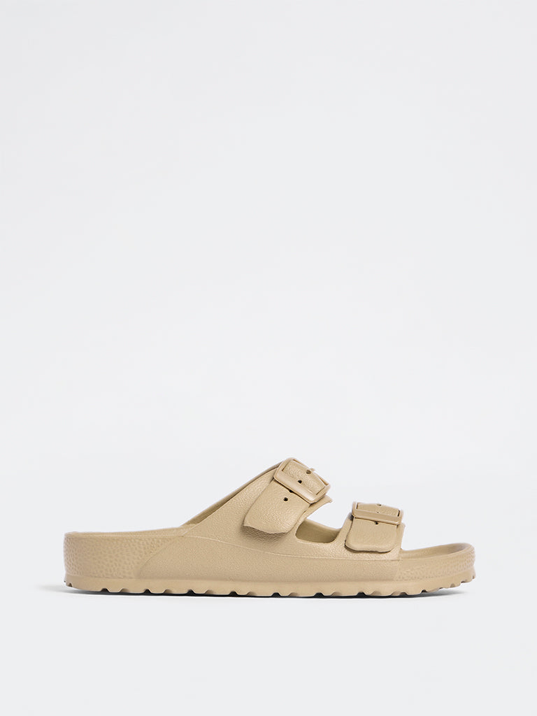 Fast Wear Brown Dual-Strap Slip-On Sandals