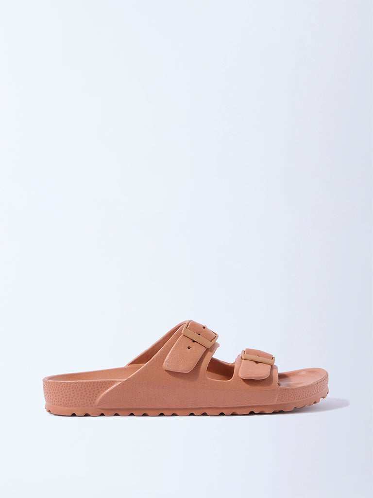 Fast Wear Orange Dual-Strap Slip-On Sandals