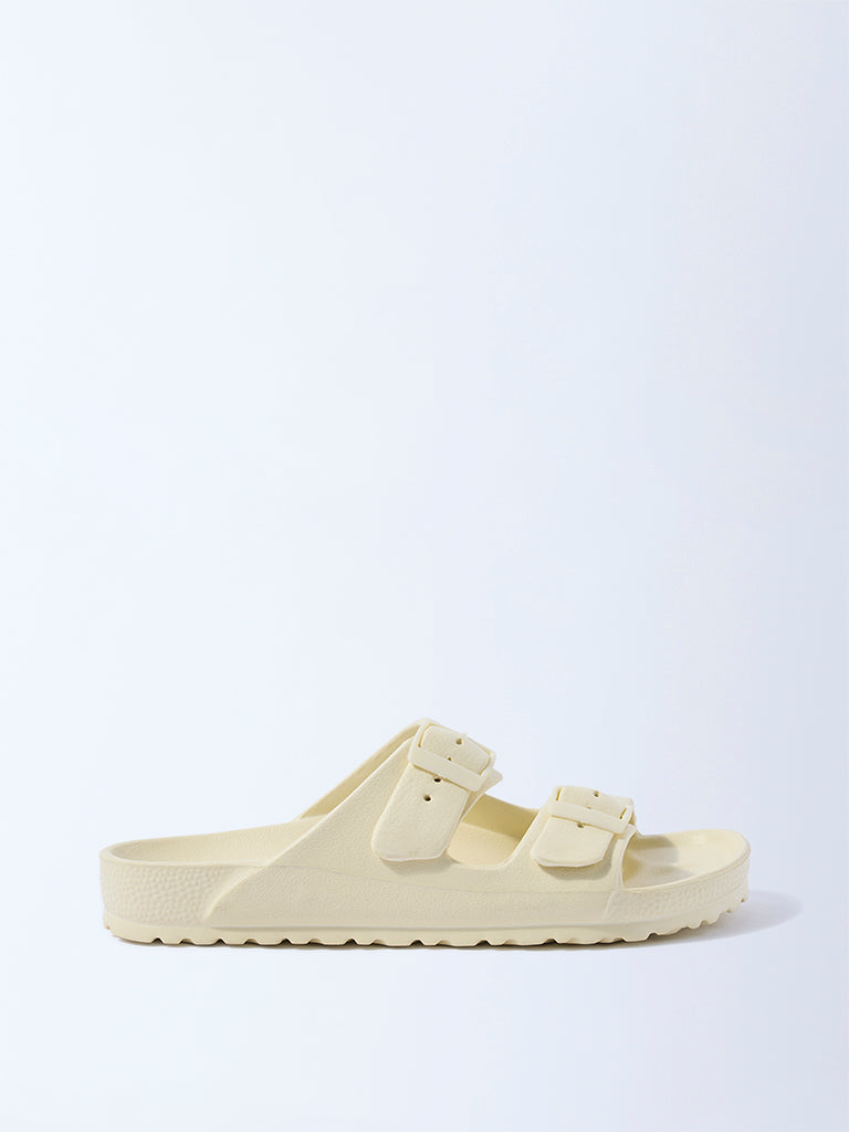 Fast Wear Yellow Dual-Strap Slip-On Sandals