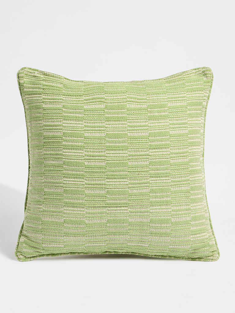Fast Wear Green Stripe-Textured Cushion Cover