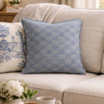 Fast Wear Blue Stripe-Textured Cushion Cover