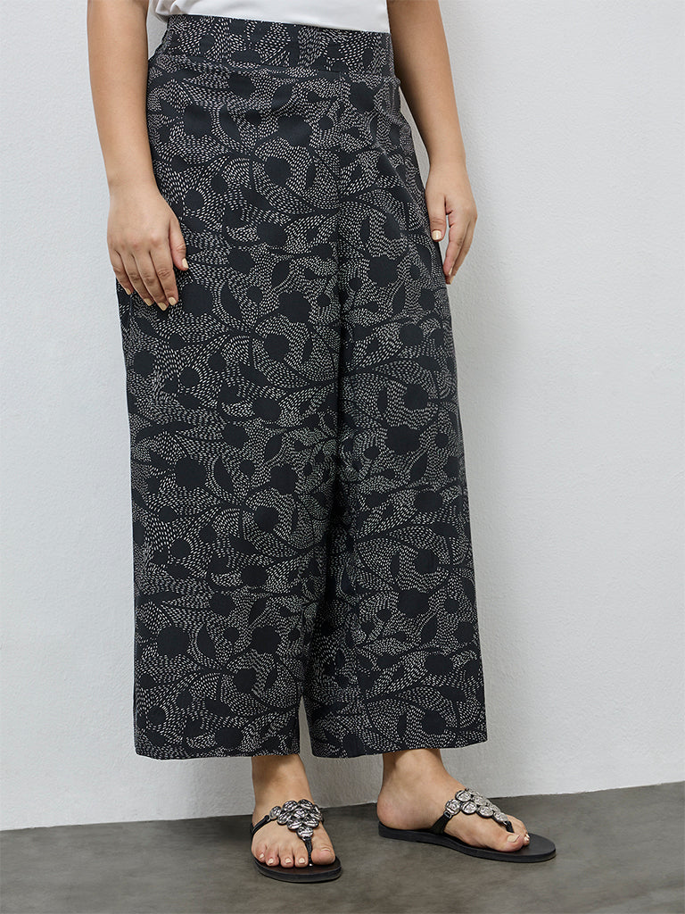 Fast Wear Black Foliage Printed Pants
