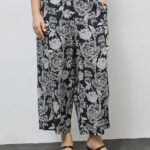 Fast Wear Black Botanical Design Pants