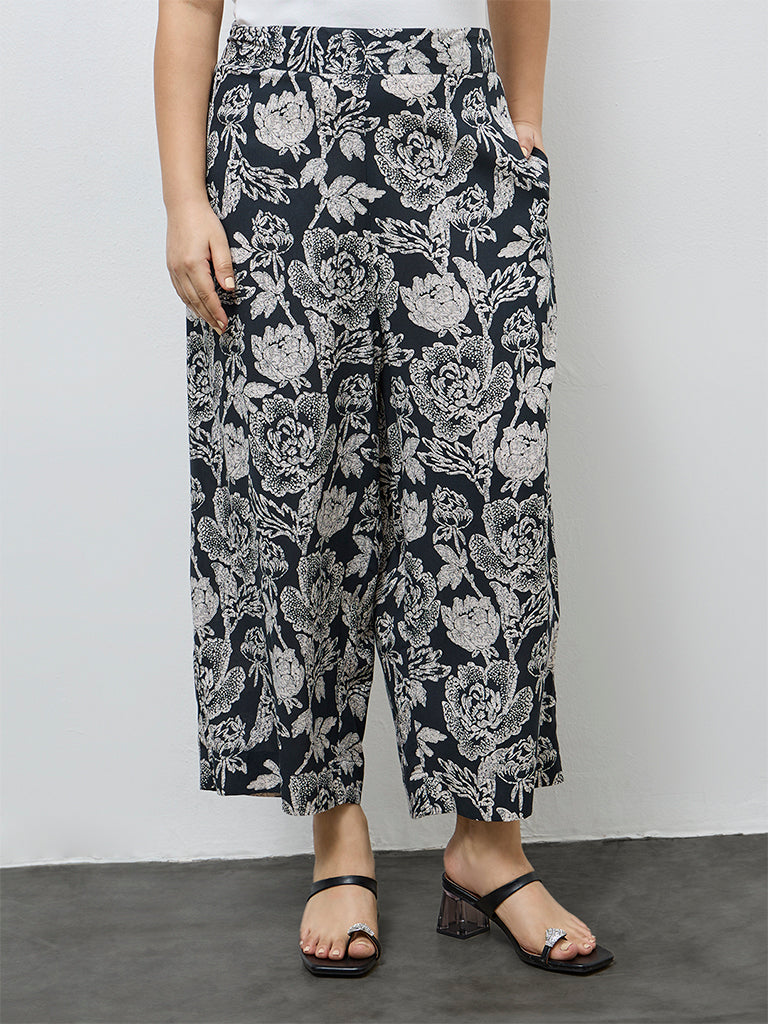 Fast Wear Black Botanical Design Pants
