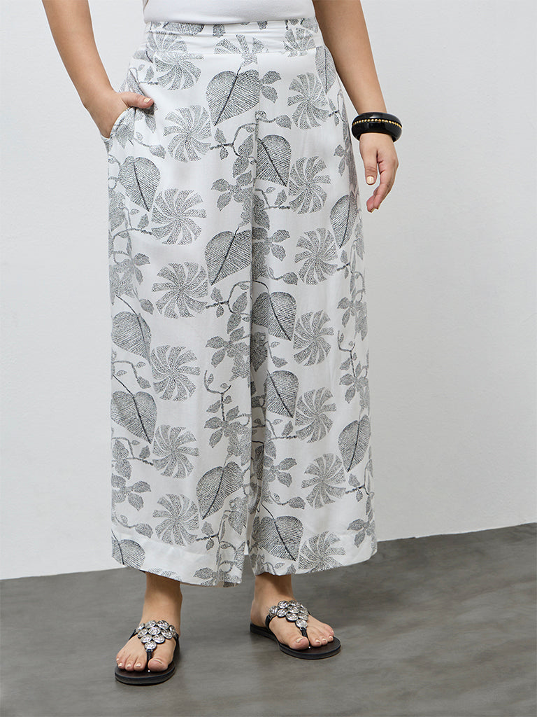 Fast Wear White Leaf Design Pants