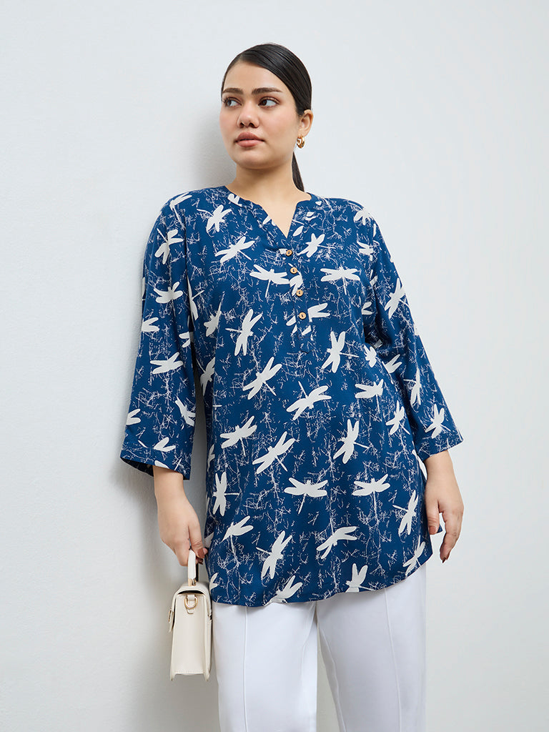 Fast Wear Navy Printed Tunic