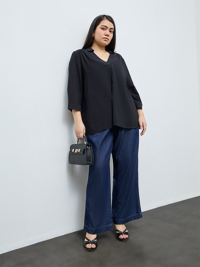Fast Wear Dark Blue High-Rise Jeans