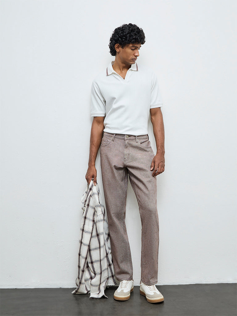 Fast Wear Brown Relaxed-Fit Mid-Rise Jeans