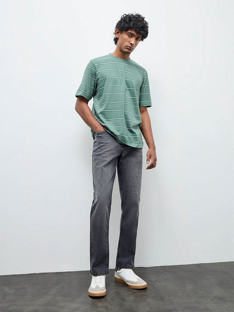 Fast Wear Charcoal Relaxed-Fit Mid-Rise Jeans