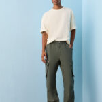 Fast Wear Olive Relaxed-Fit Mid-Rise Cotton Cargo Pants