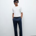 Fast Wear Navy Relaxed-Fit Mid-Rise Cotton Trousers