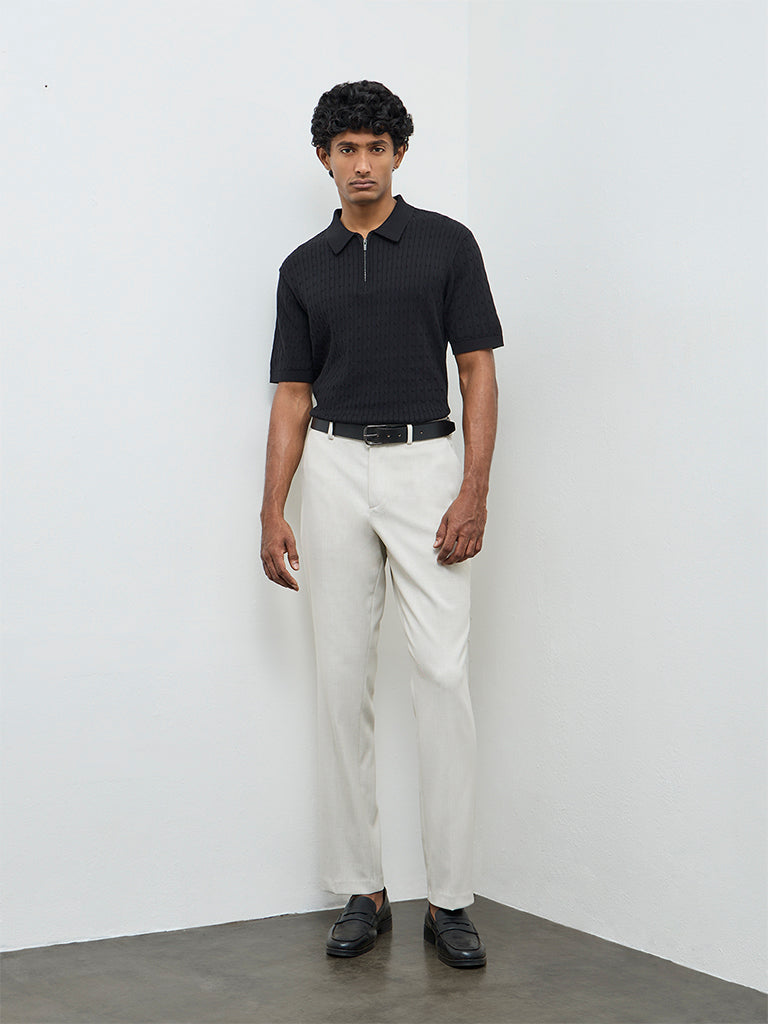 Fast Wear Light Beige Relaxed-Fit Mid-Rise Chinos
