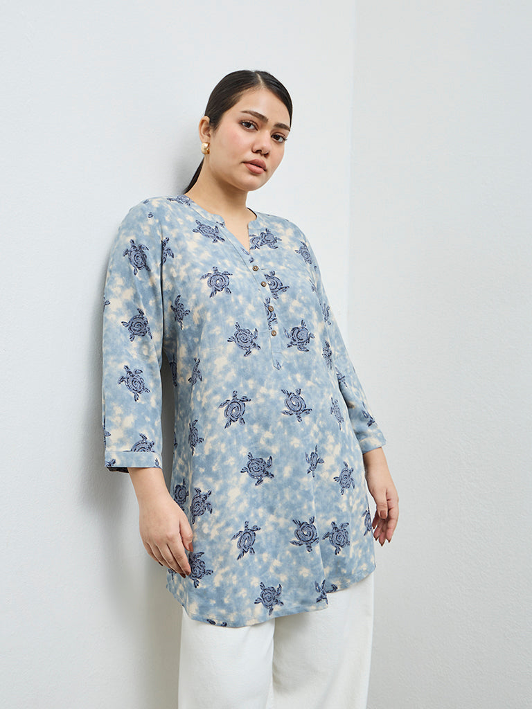 Fast Wear Blue Printed Tunic
