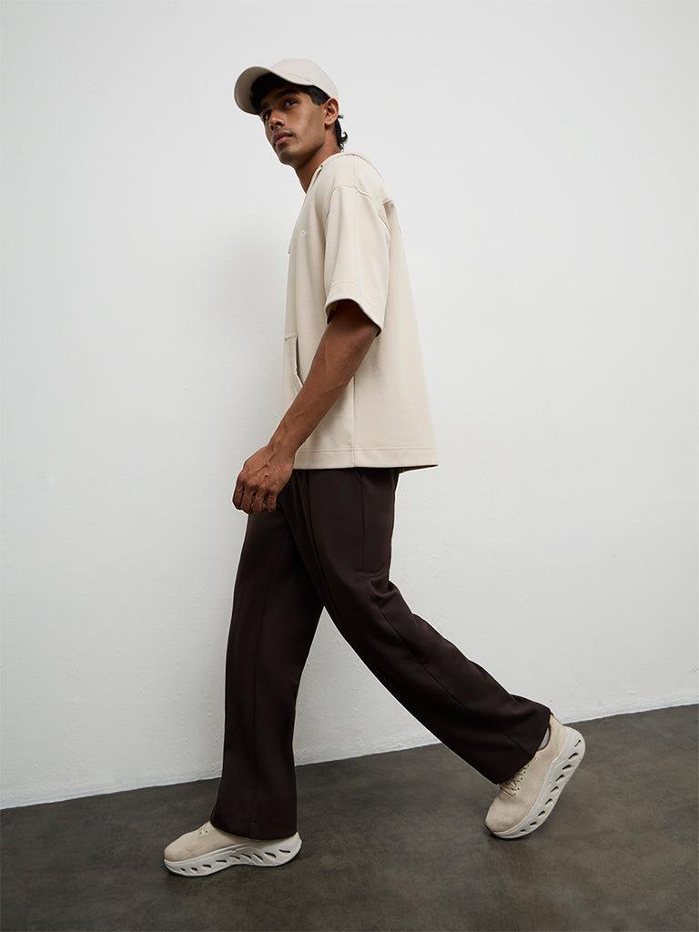 Fast Wear Brown Relaxed Fit Mid-Rise Pants
