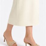 Fast Wear Beige Pearlescent Heel Sandals