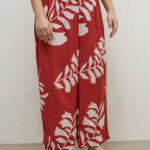 Fast Wear Red Botanical Printed Palazzos