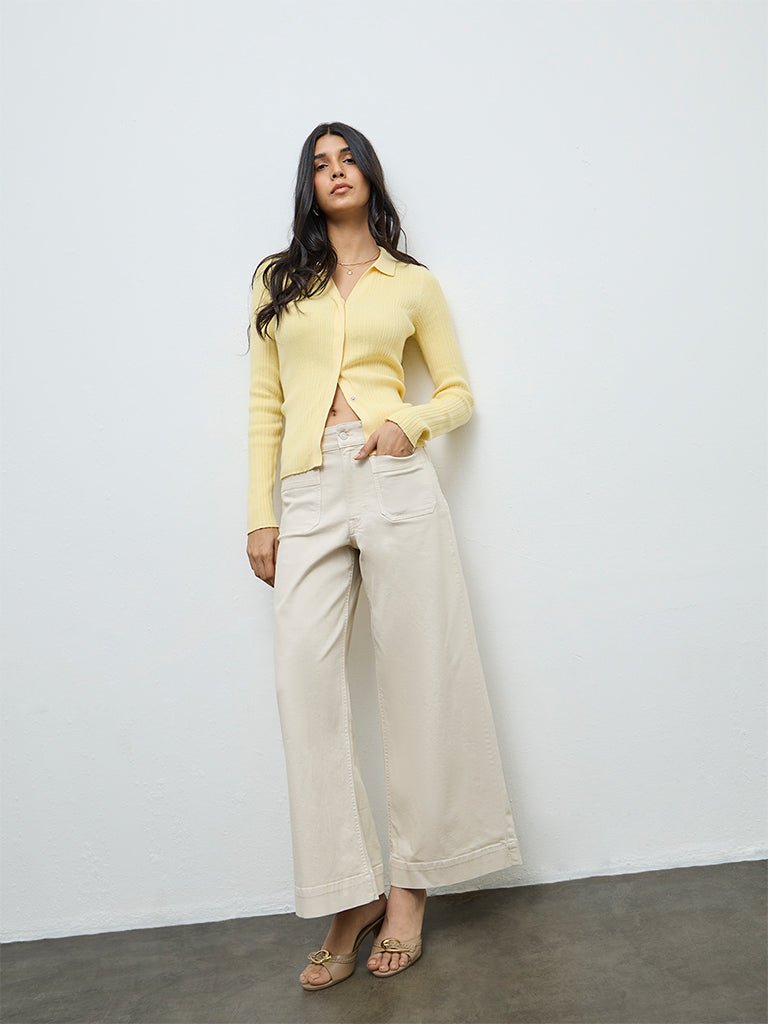 Fast Wear Beige High-Rise Jeans