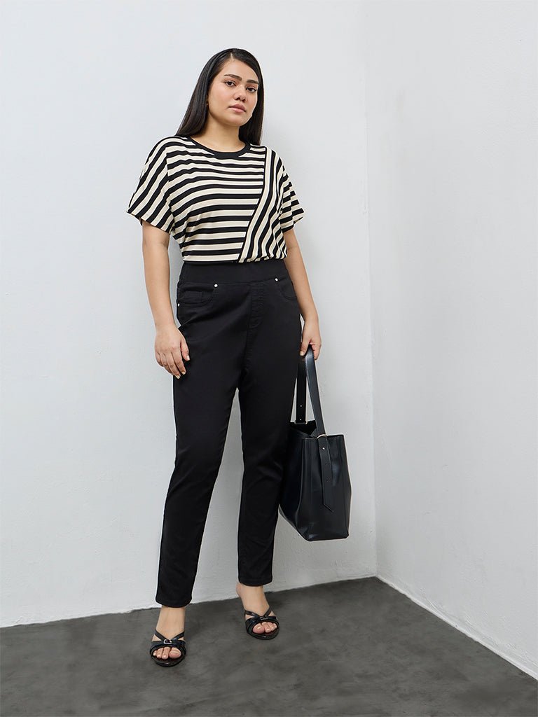 Fast Wear Black Solid High-Rise Cotton-Blend Jeggings