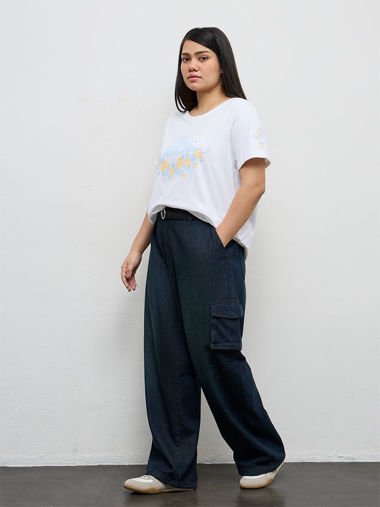 Fast Wear Dark Green Cargo-Style High-Rise Jeans
