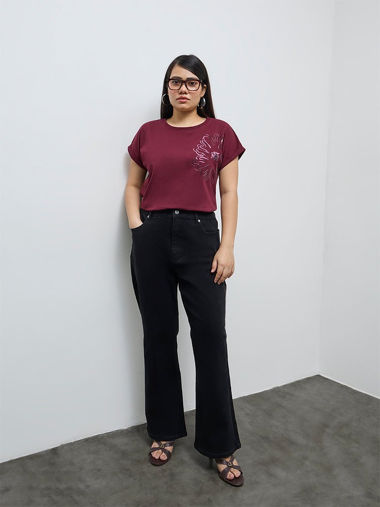 Fast Wear Black Bootcut High-Rise Jeans