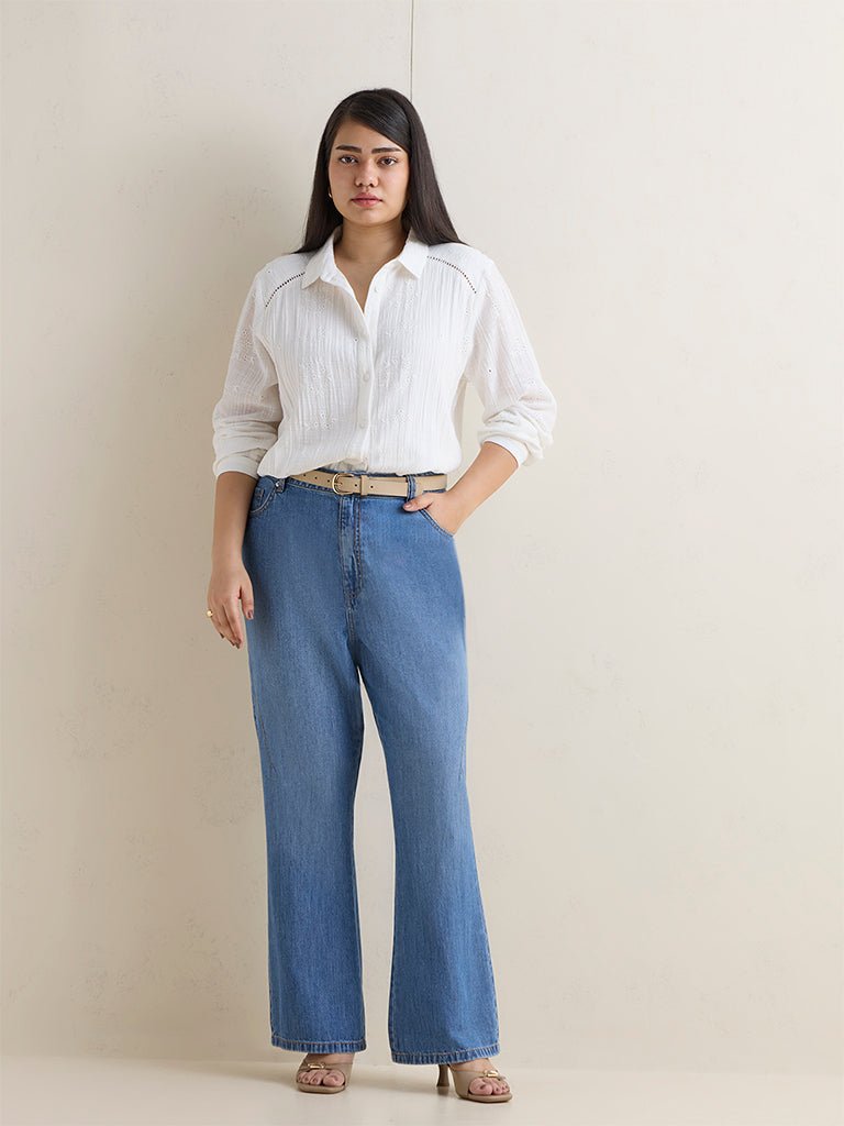 Fast Wear Blue Faded High-Rise Jeans