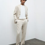 Fast Wear Light Beige Relaxed-Fit Mid-Rise Trousers