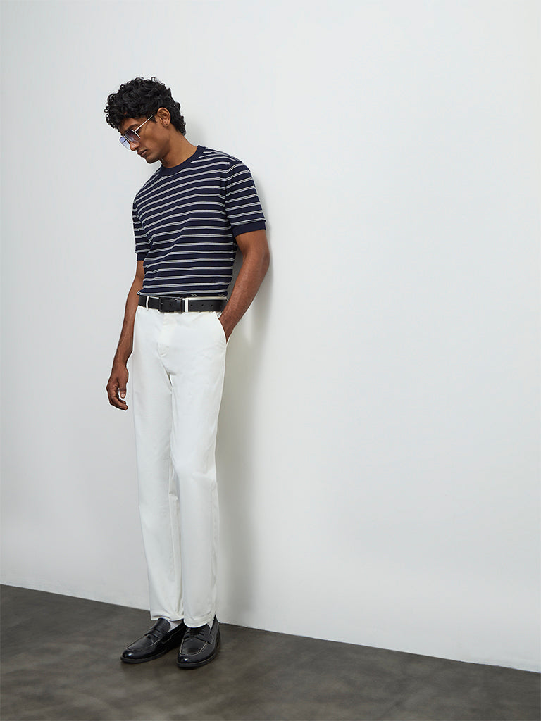 Fast Wear Off-White Relaxed-Fit Mid-Rise Cotton-Blend Trousers