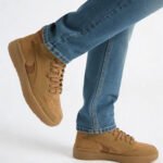 Fast Wear Tan Peforated Suede Lace-Up Sneakers