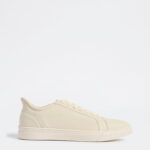 Fast Wear Beige Self-Textured Lace-Up Sneakers