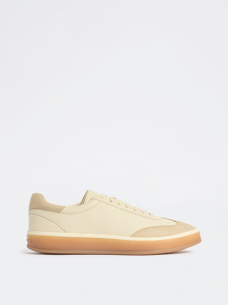 Fast Wear Beige Contrast-DFast Weariled Lace-Up Sneakers