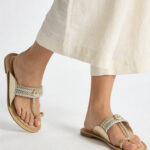 Fast Wear Silver and Gold Braided Strap Kolhapuri Sandals