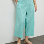 Fast Wear Turquoise Paisley Textured Pants