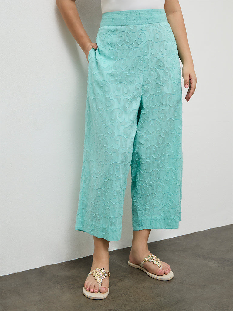 Fast Wear Turquoise Paisley Textured Pants