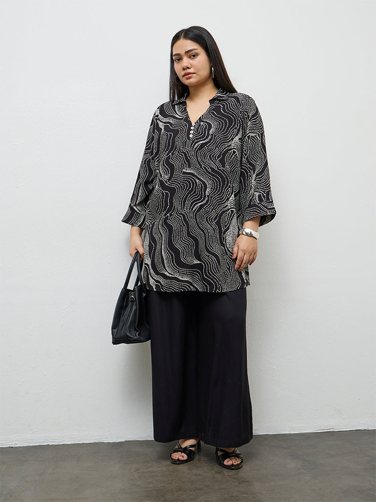 Fast Wear Black Printed Tunic