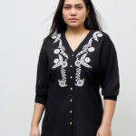 Fast Wear Black Embroidered Cotton Tunic
