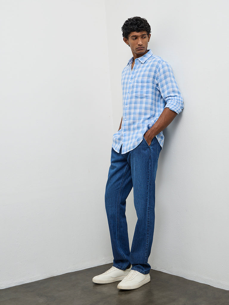 Fast Wear Blue Relaxed-Fit Mid-Rise Jeans