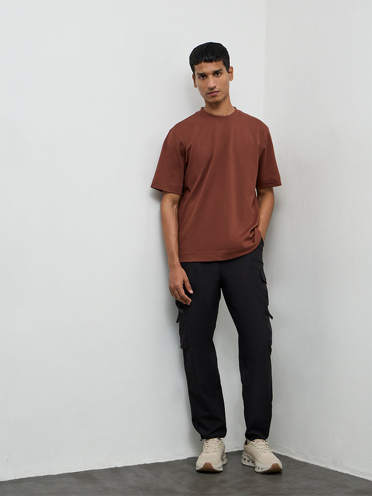 Fast Wear Black Relaxed-Fit Mid-Rise Cargo Pants