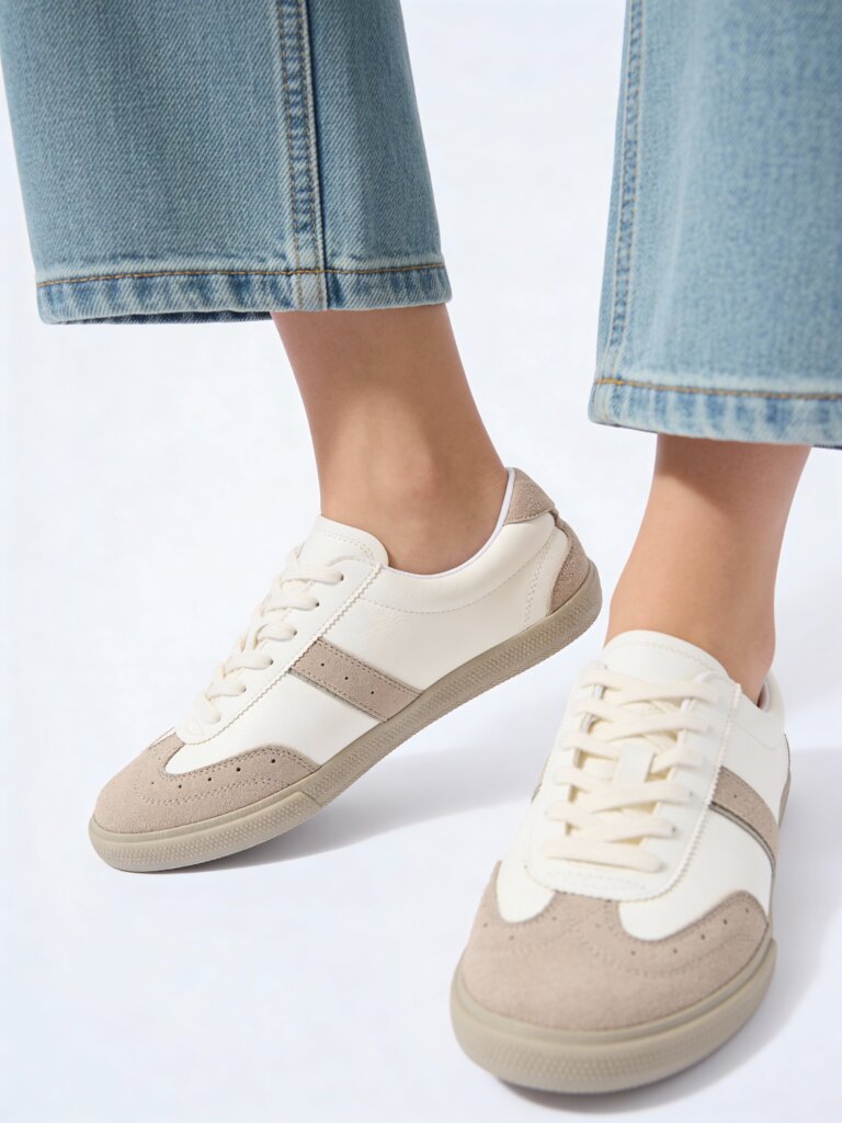 Fast Wear White Striped Suede Lace-Up Sneakers