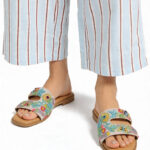 Fast Wear Ivory Floral Embroidered Slip-On Sandals