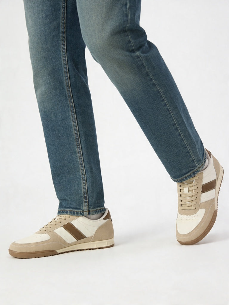 Fast Wear Beige Stripe-DFast Weariled Lace-Up Sneakers