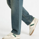 Fast Wear White and Grey Stripe-DFast Weariled Lace-Up Sneakers