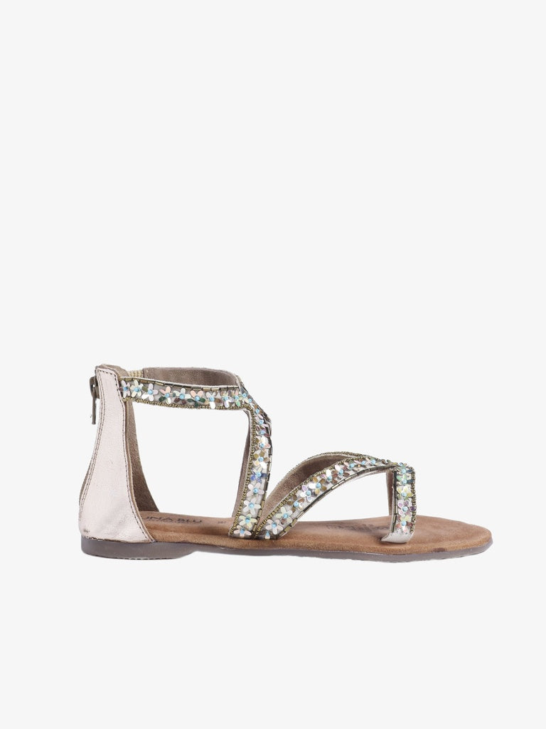 Fast Wear Rose Gold Gladiator-Strap Flat Sandals