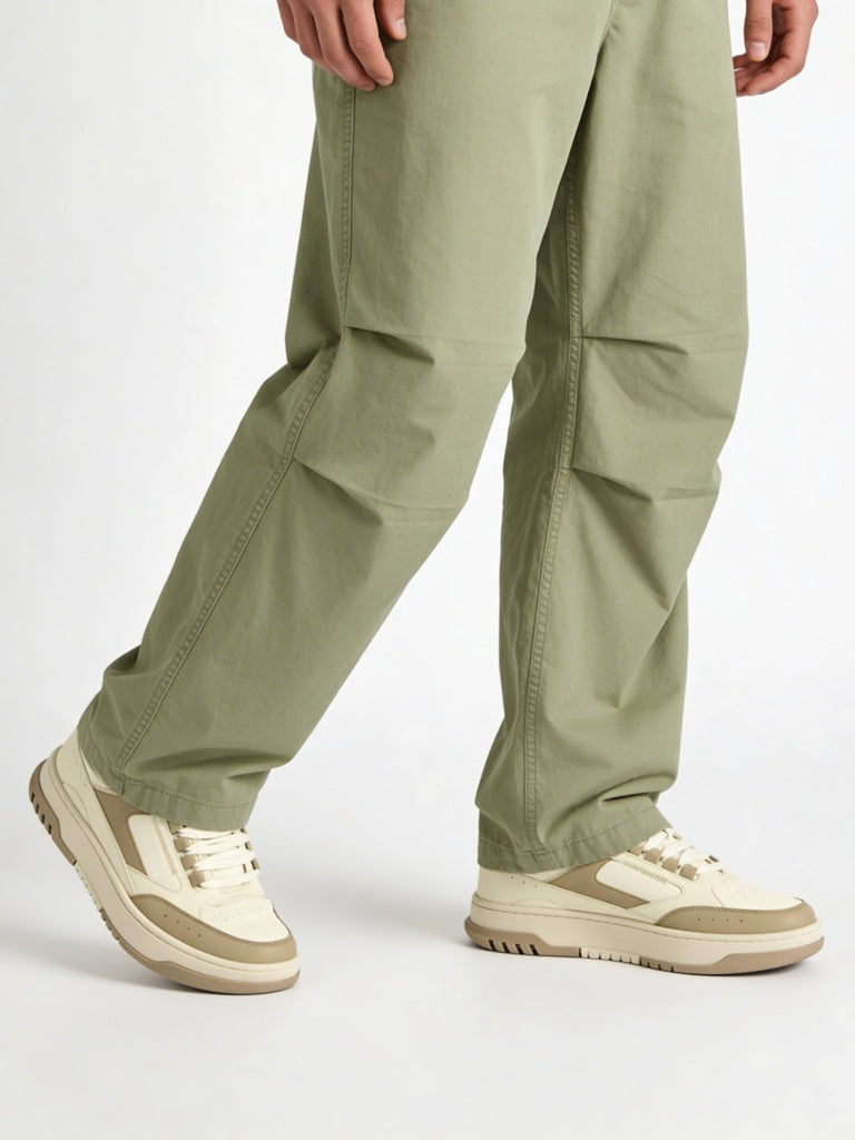 Fast Wear Beige Colour-Block Lace-Up Sneakers