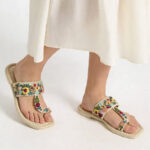 Fast Wear Multicolor Floral-Embroidered Kolhapuri Sandals