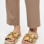Fast Wear Multicolor Floral-Embroidered Square Toe Slides