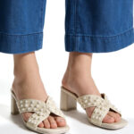 Fast Wear Ivory Block Heel Mules