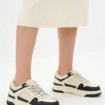 Fast Wear Black Colour-Blocked Lace-Up Sneakers
